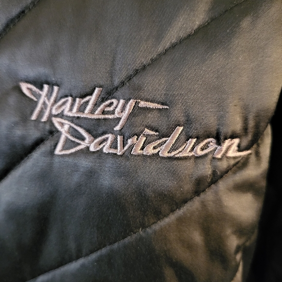 Harley Davidson Black Silky Quilted Puffer Style Jacket sz 1W - Picture 2 of 14